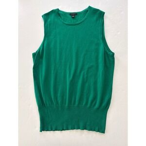 Ann Taylor Womens Sleeveless Sweater Vest XL Emerald Green Knit Crew Neck